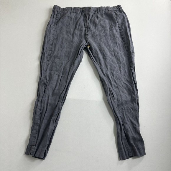 Ellen Tracy Linen Pants Elastic Drawstring Waist Women’s XL Gray Joggers - Picture 1 of 9
